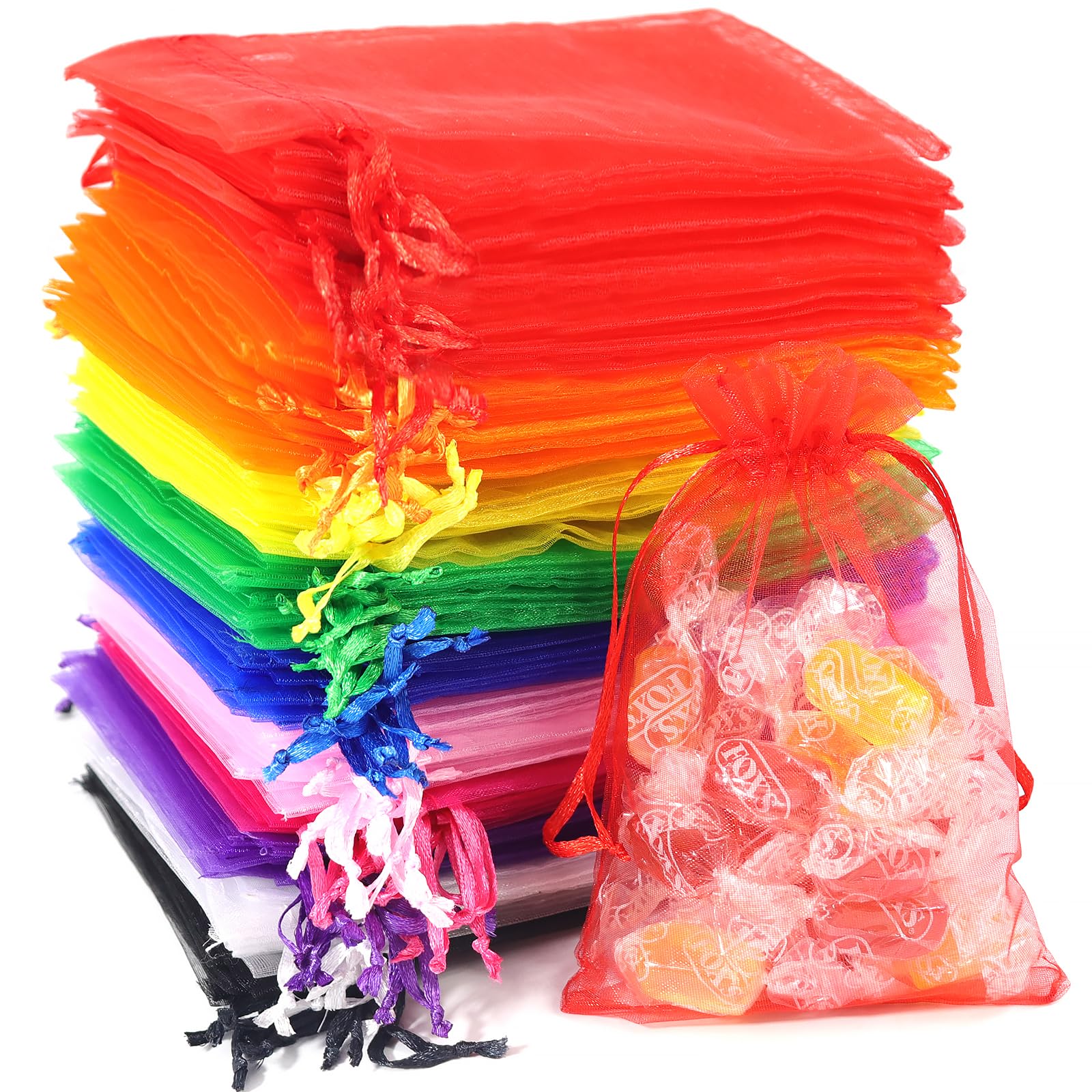 Quelcc 100 Piezas Bolsas de Organza, 7x9cm Bolsas Organza, Bolsitas de Tela Pequeñas Blancas para Bolsas Regalo con Cordón, Bolsita de Tul, Joyas, para Boda Favores Joyas y Dulces — view 9