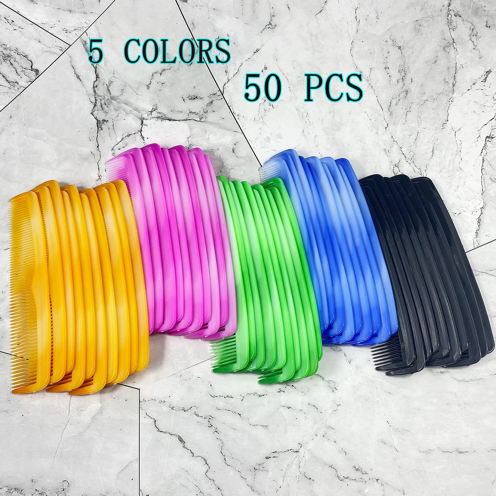Juego de 50 peines de pelo de plástico fino para mujeres y hombres, peine de vestir fino 6