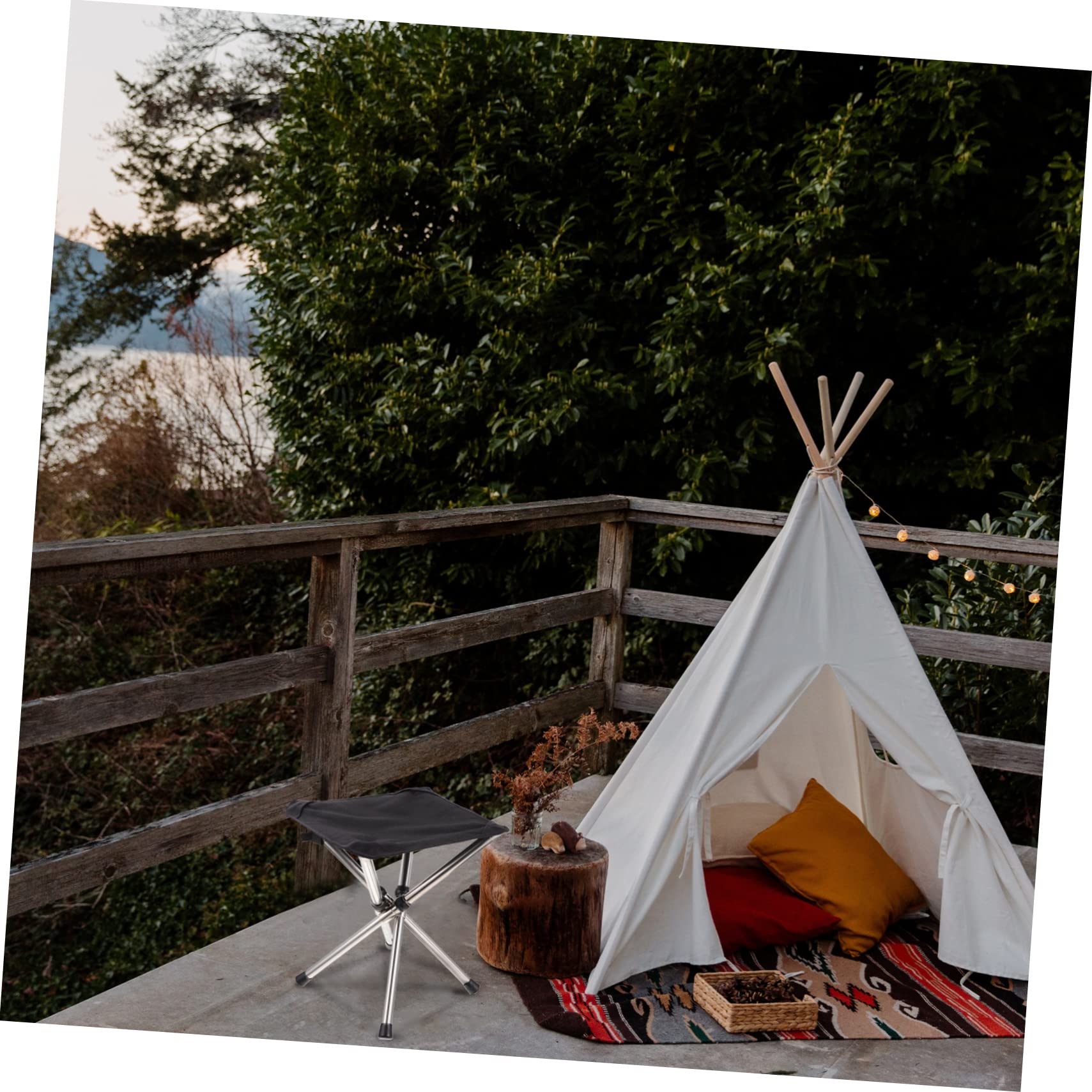 Sgabello Pieghevole Telescopico da Campeggio in Acciaio Inossidabile Nero | Portatile e Pratico, per Campeggio e Picnic, Struttura Compatta, Stile Essenziale, Uso All'aperto