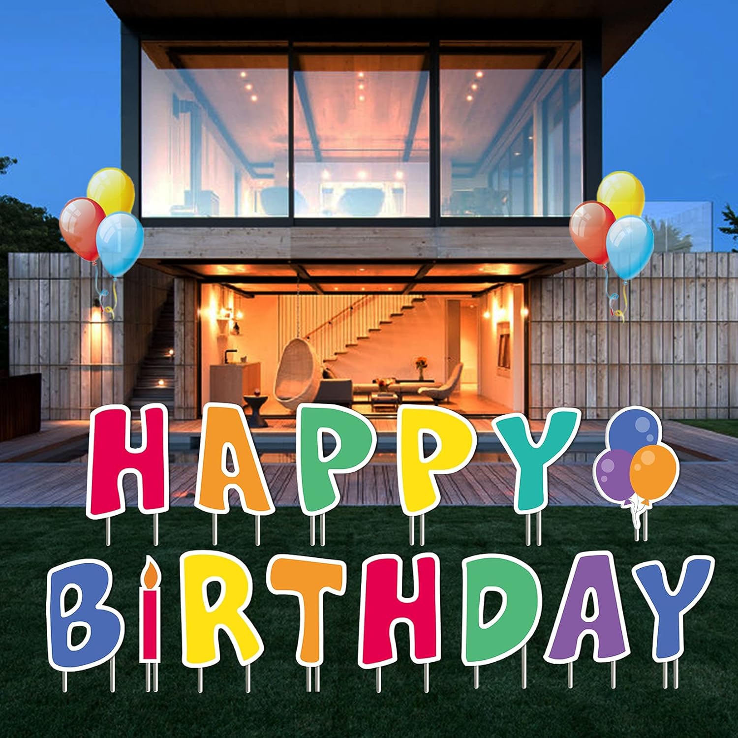 Fanboxk Happy Birthday Yard Signs with Stakes - Happy Birthday Sign for Yard for Kids & Adults - Set of 42-14 Pack Colorful Outdoor Weatherproof Birthday Party Decorations and 28 Stakes.