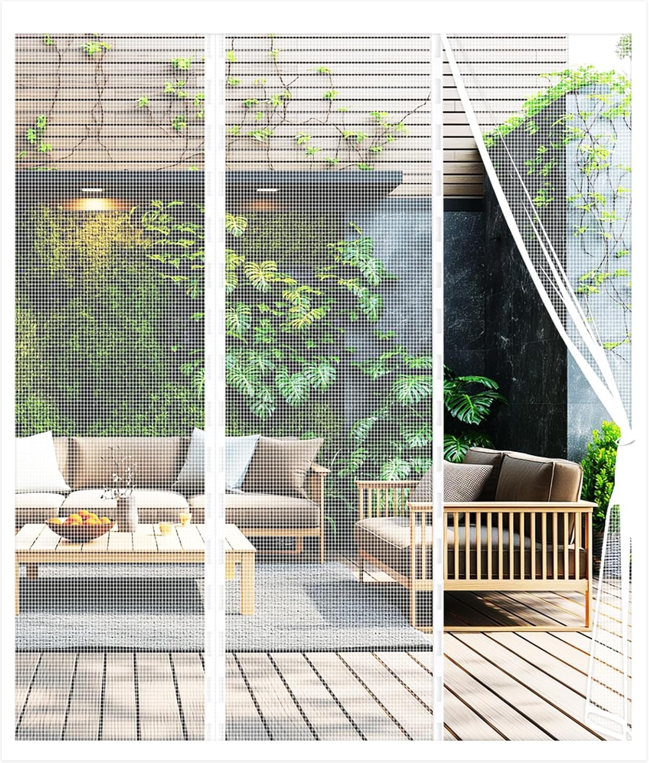 Double Door Magnetic Fly Screens for Doors - Mesh Curtain 120x180cm Customized Magnetic Screen Door Fly Curtains for Double Door Patio French Door Mosquito Net White — image 1