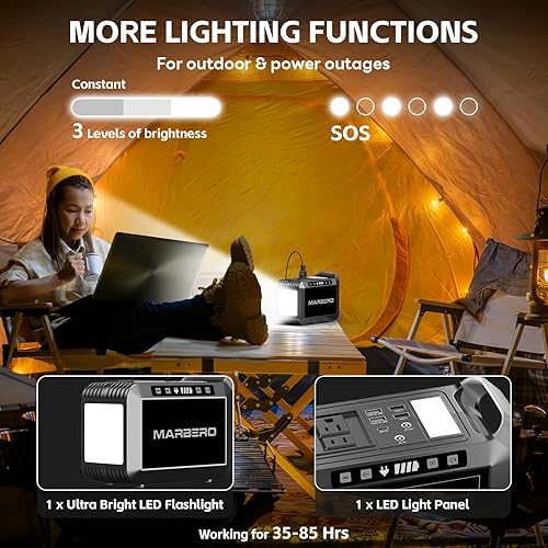 Miniatura 4 de MARBERO Generador solar 148Wh estación de energía portátil con panel solar de 40 W incluido Banco de energía solar con salida de CA 200 W