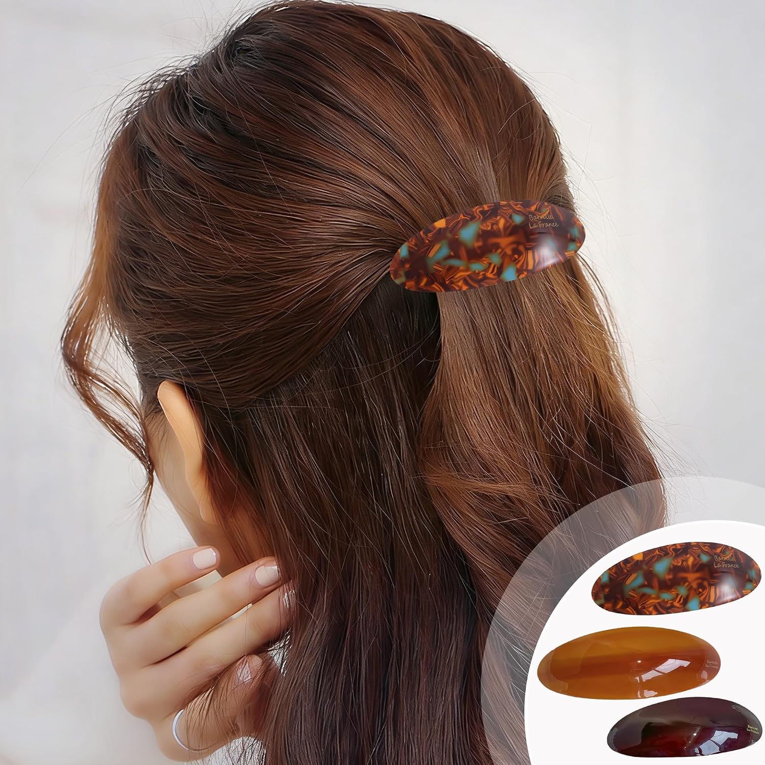 3PCS Hair Barrettes for Women,Snap Hair Clips for Women Vintage Hair Clips for Thick/Thin Hair Tortoise Shell Acetate Hair Barrettes for daily styling