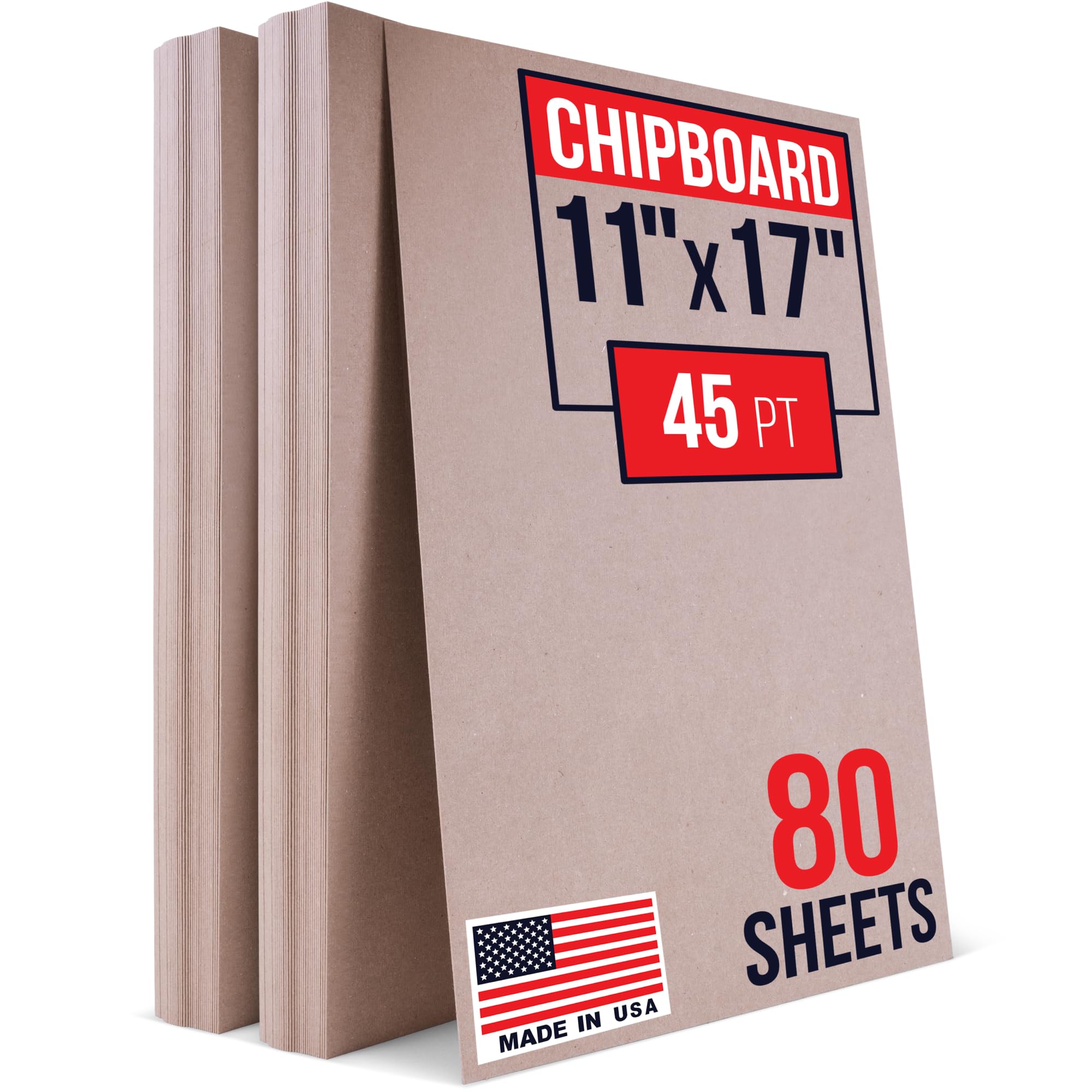27,9 x 43,2 cm, braune Kraftpapier-Spanplatten, 45 Stück, hergestellt in den USA, robuste, extra dicke Spanplatte (Packung mit 80 Stück), langlebige Spanplatte für Bilderrahmen, Buchumschläge