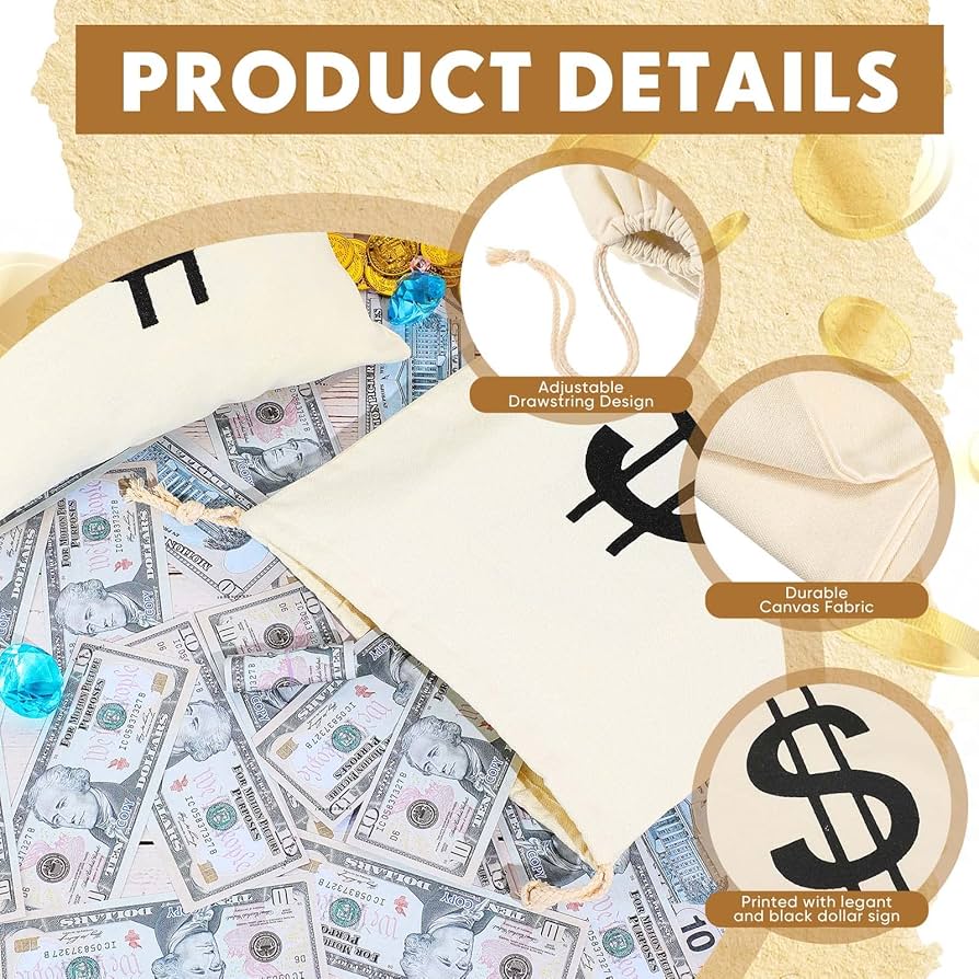 Amazon.com: LEIFIDE 4 Pcs Canvas Money Bag Pouch with