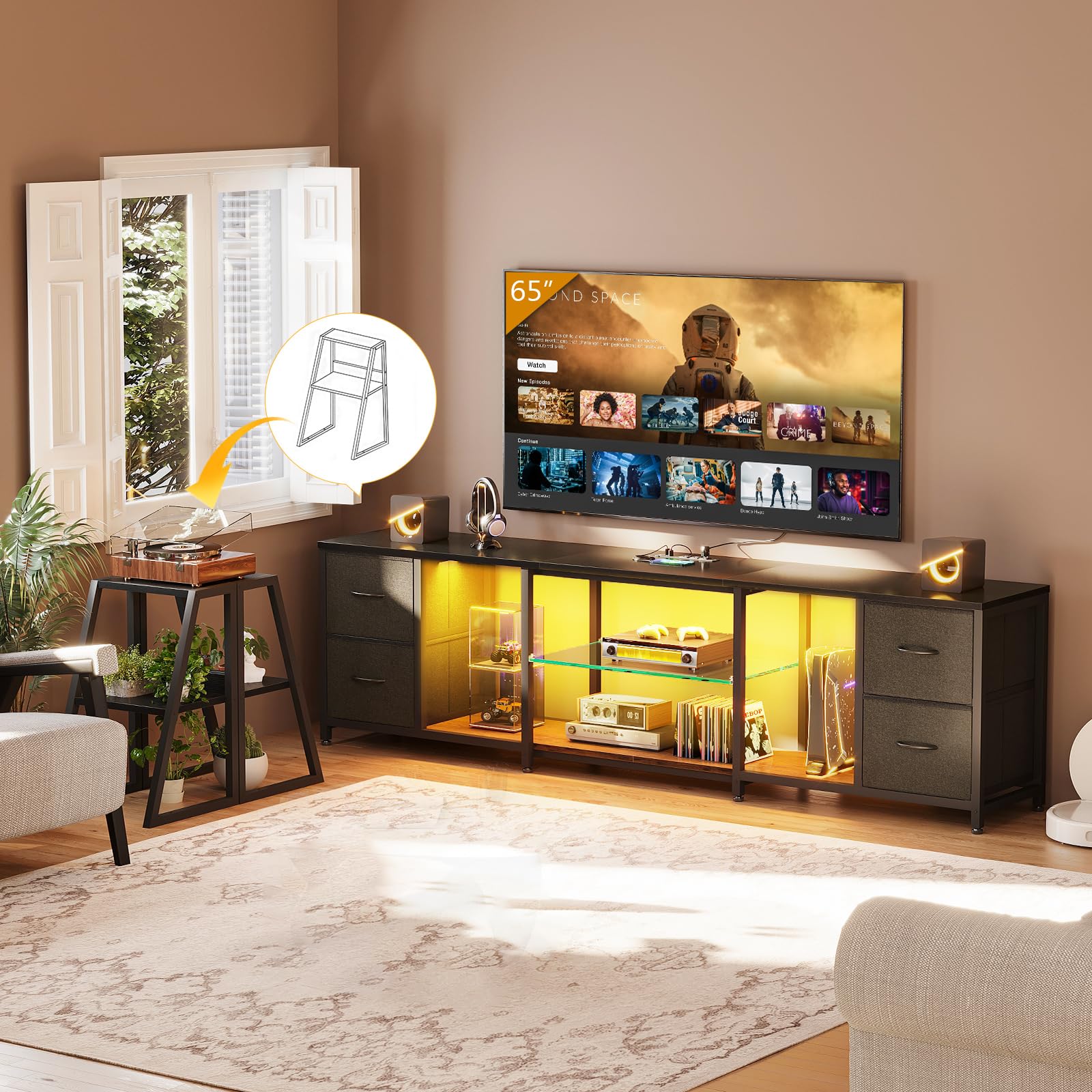 Amazon｜AODK テレビ台 55型対応 ローボード 幅220×奥行35×高さ60cm