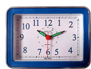 LYONIC Beep Alarm Clock for Home, Office Desk, Study Table Clock with Free One Battery (Blue- 13x10x4cms)