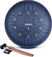 Vista 21 de Tambor de Lengua de Acero de 13 Pulgadas 15 Notas, LEKATO Tambor de Acero Clave C Principiante/Profesional Zen Tambor de Percusión para Meditación
