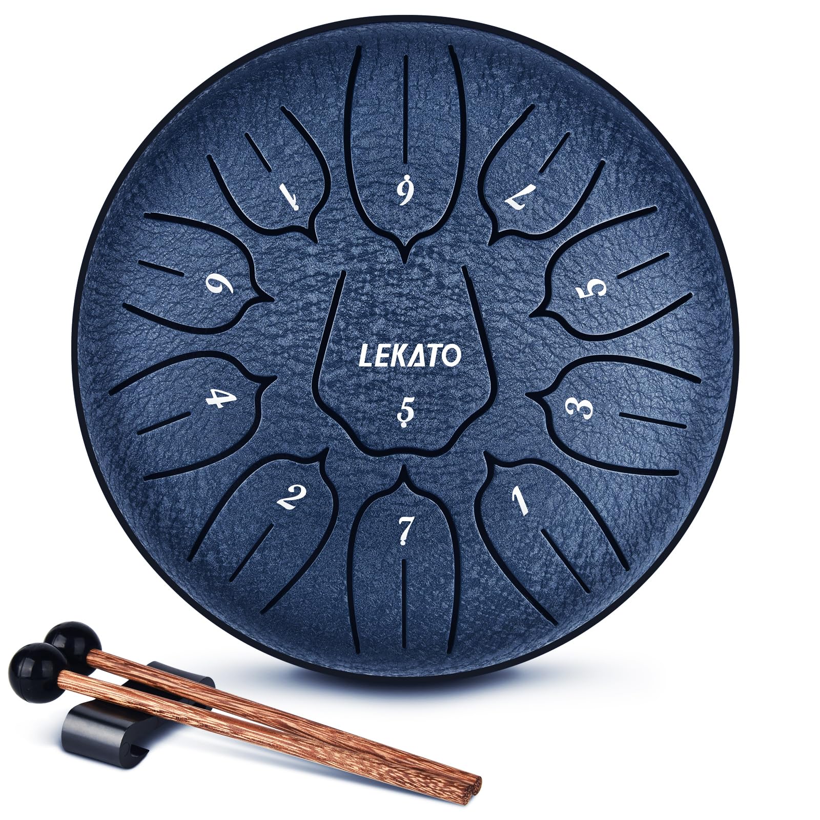LEKATO Steel Tongue Drum 6 Inch 11 Notes, Rain Drum for Outdoor Garden Musical Education Handpan Drum, Christmas Gift for Families/Friends, Navy Blue