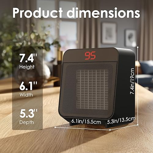 Miniatura 8 de Reaks PTC - Calentador de espacio de cerámica con enchufe de seguridad ALCI para baño e interior, calentador eléctrico de 1500 W con termostato