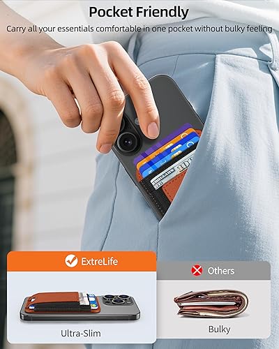 Miniatura 110 de ExtreLife Magsafe Wallet, cartera magnética más fuerte para iPhone 17/16/15/14/13/12, para tarjetero Magsafe con 2 ranuras para tarjetas, bloqueo