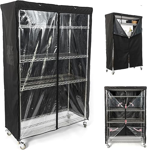 Miniatura 8 de Cubierta para estante de almacenamiento, estante de alambre, protector contra el polvo, se adapta a estantes de 36 pulgadas de ancho x 19 pulgadas