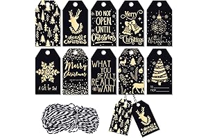 Whaline Black and Gold Gift Tags for Christmas Decorations
