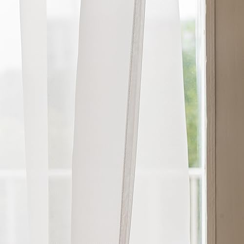 Miniatura 6 de Aquazolax Cortinas traslúcidas blancas con bolsillo para barra de 72 pulgadas de largo, cortina de gasa filtrante de luz para puertas