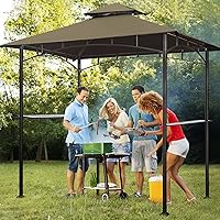 Vista 7 de Eurmax USA Cubierta de Reemplazo para Cenador de Parrilla de Alto Rendimiento 5x8, Toldo para Refugio de Barbacoa (Cacao)