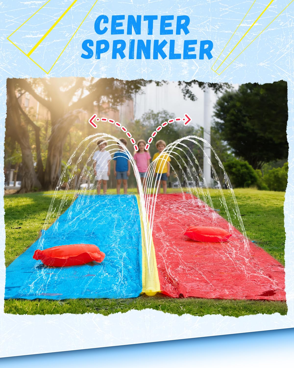 Spring Water Rutsch- und Wasserrutsche für Kinder, 12,2 m, extra lang, 2 Bahnen, Rutsch- und Wasserrutsche mit Sprinkler, Gaint-Wasserrutschen mit 2 aufblasbaren Bodyboards, Outdoor-Spaß