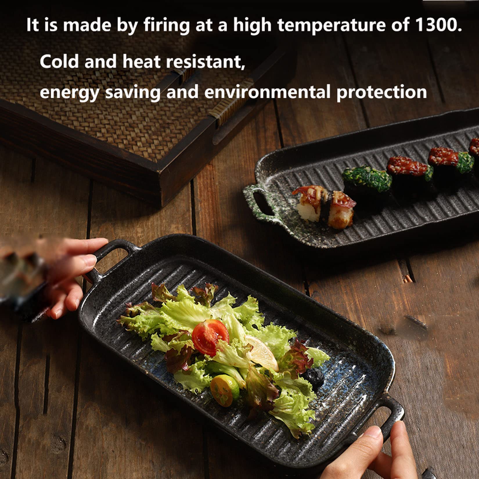 Porcelain Deep Dish Pie Pan Rectangular Set of 2, Cute Cake Dinner Porcelain Pie Plate for Baking, Porcelain Pie Baking Dish for Thanksgiving And Christmas Dinner,Blue