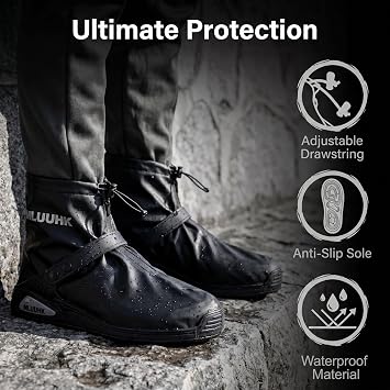 Waterproof Boot Covers, Reusable Rain Shoe Covers Non-Slip Waterproof Shoes Boots for Outdoor Cycling Camping Fishing Travel