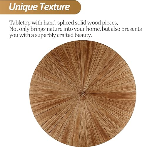 Miniatura 4 de Juego de 2 mesas de centro redondas modernas, de mediados de siglo, mesa de centro pequeña de granja, mesita de noche de madera, mesa auxiliar