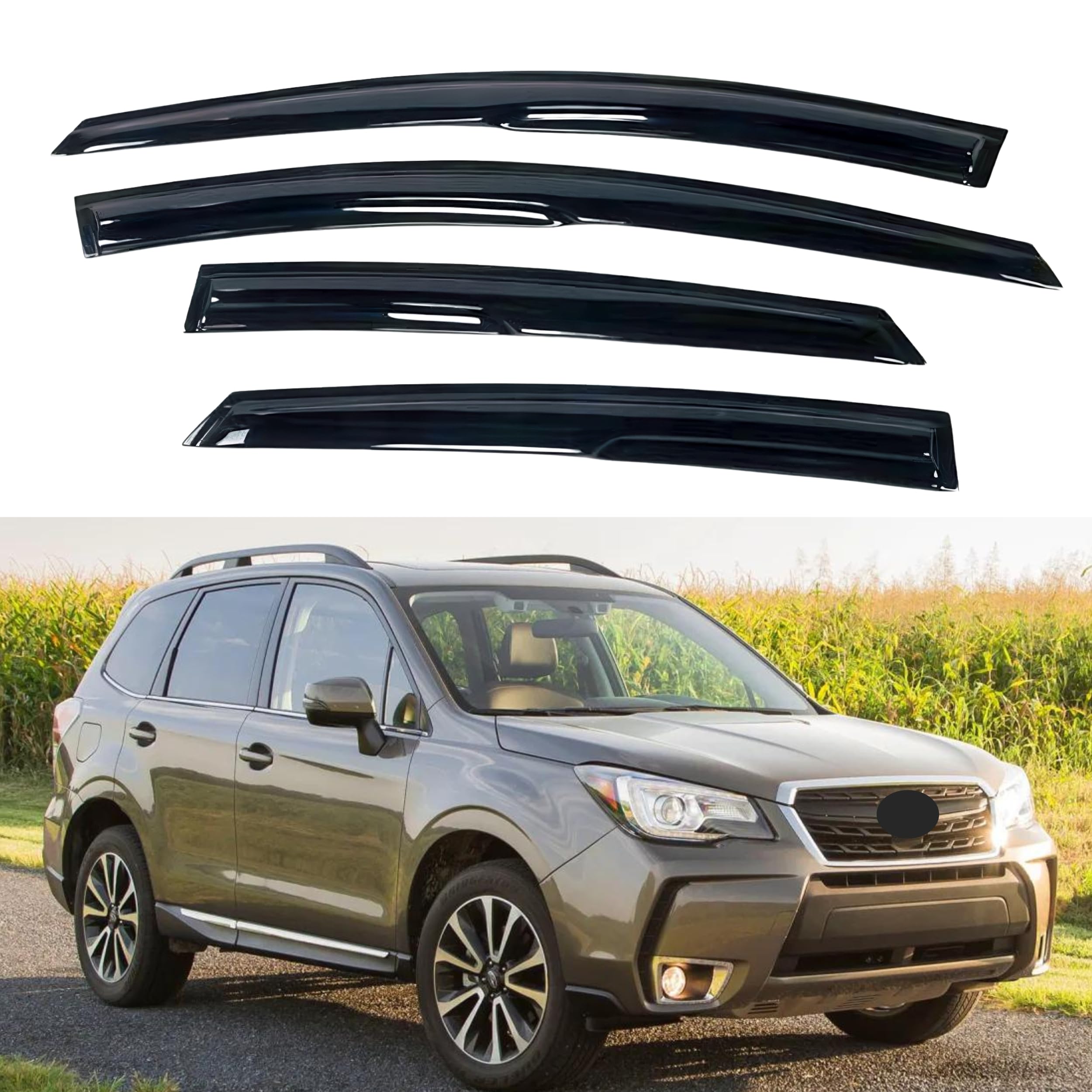 IG Window Visor for Subaru Forester 2014-2018, Rain Guard Tape-On Extra Durable Sun Wind Side Vent Window Deflector Mugen Style, 2014 2015 2016 2017 2018