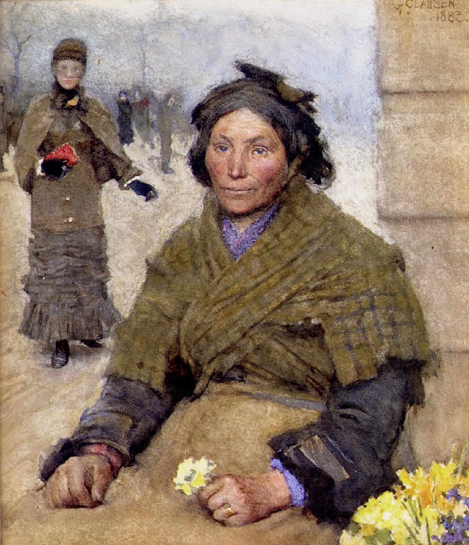 ARTXLXXBN Famous Art Print Poster Vintage Wall Art Flora the Gypsy Flower Seller by Sir George Clausen Canvas Art Poster for Home Decor 60x90cm