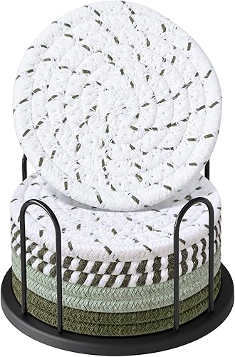 Miniatura 7 de Juego de 6 posavasos para bebidas, cerveza, café, posavasos para bebidas, piedra absorbente con soporte, posavasos de cerámica estilo mármol para