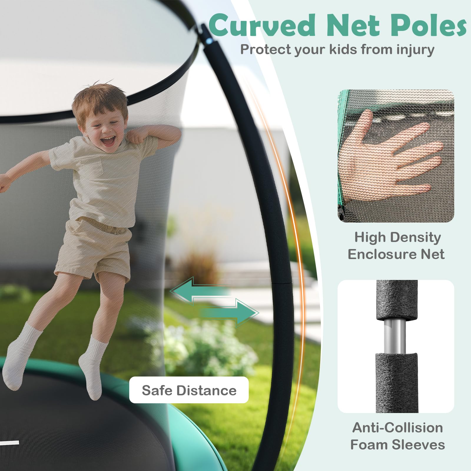 LIFEZEAL Trampolín con Red de Protección, Cama Elastica Exterior de 244/305/366 cm para Niños y Adultos, Cama Elastica Niños Recreativo con Marco de Acero Galvanizado de Alta Resistencia (Verde)