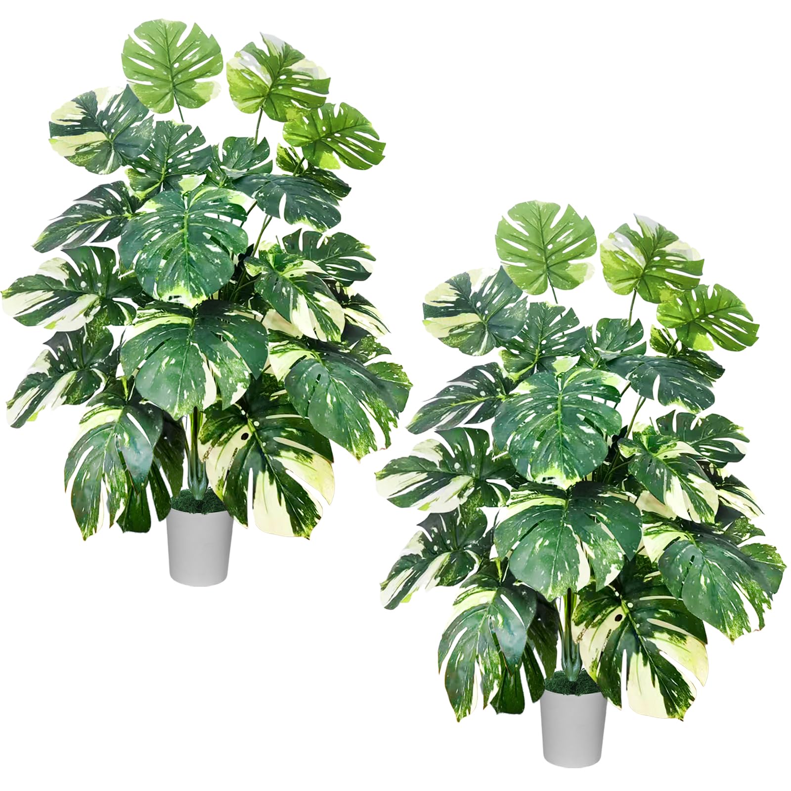 Monstera Artificielle en Pot，101 cm，24 Feuilles，Plante Tropicale