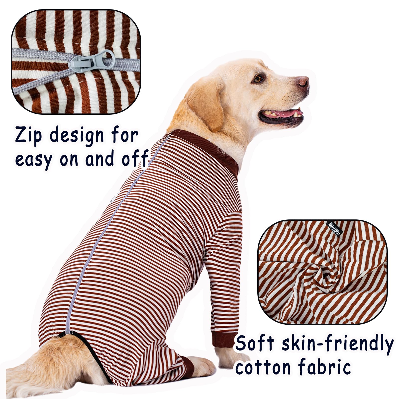 Axcimond Dog Recovery Suit, Long Sleeve Onesie With Zipper, Bodysuit After Surgery, Surgical Suit for Post Spay/Neuter Wounds - Image 2