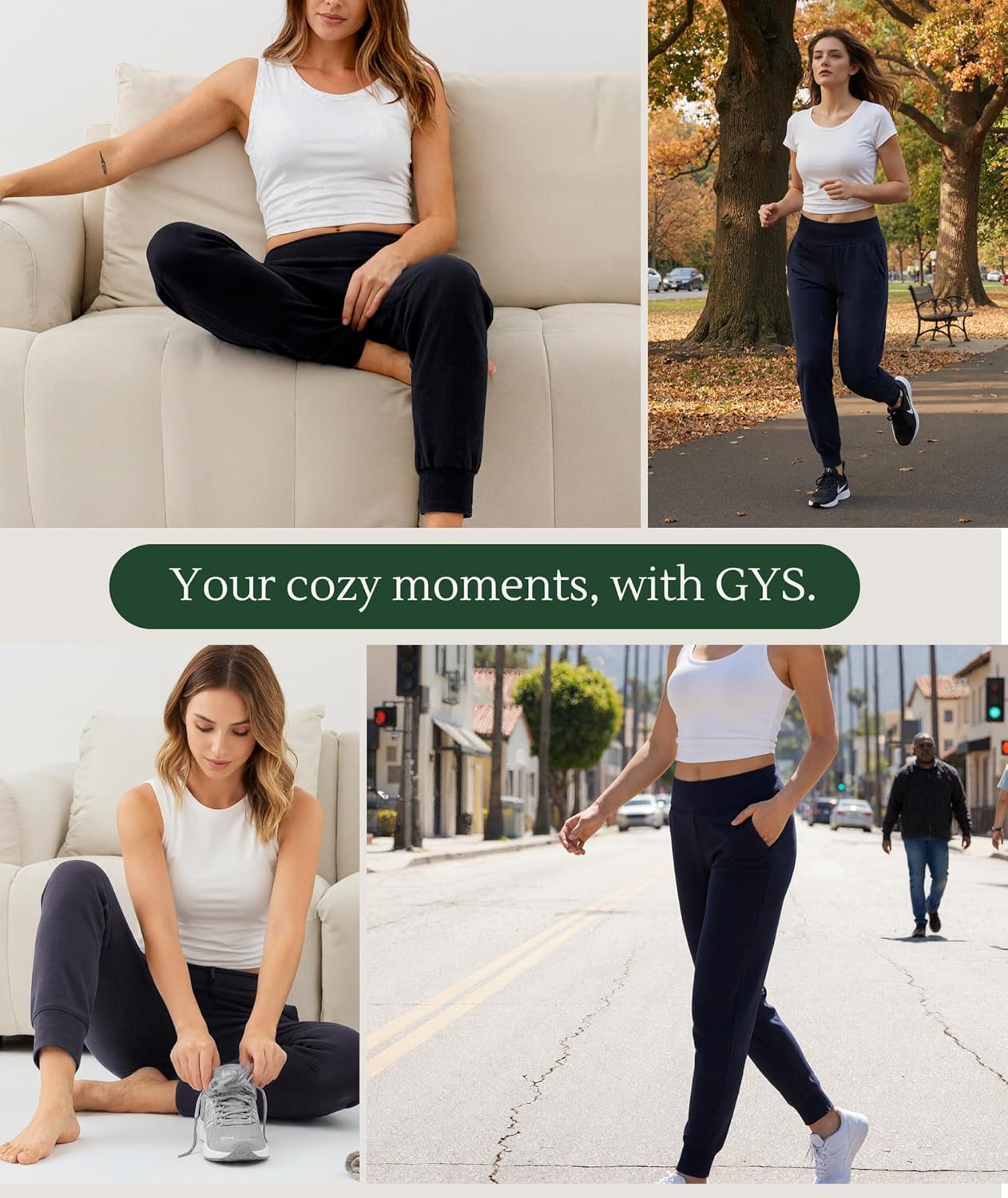 GYS Women's Sweatpants with Pockets, Ultra-Soft Stretch Casual Joggers Pants for Lounge, Yoga, Travel