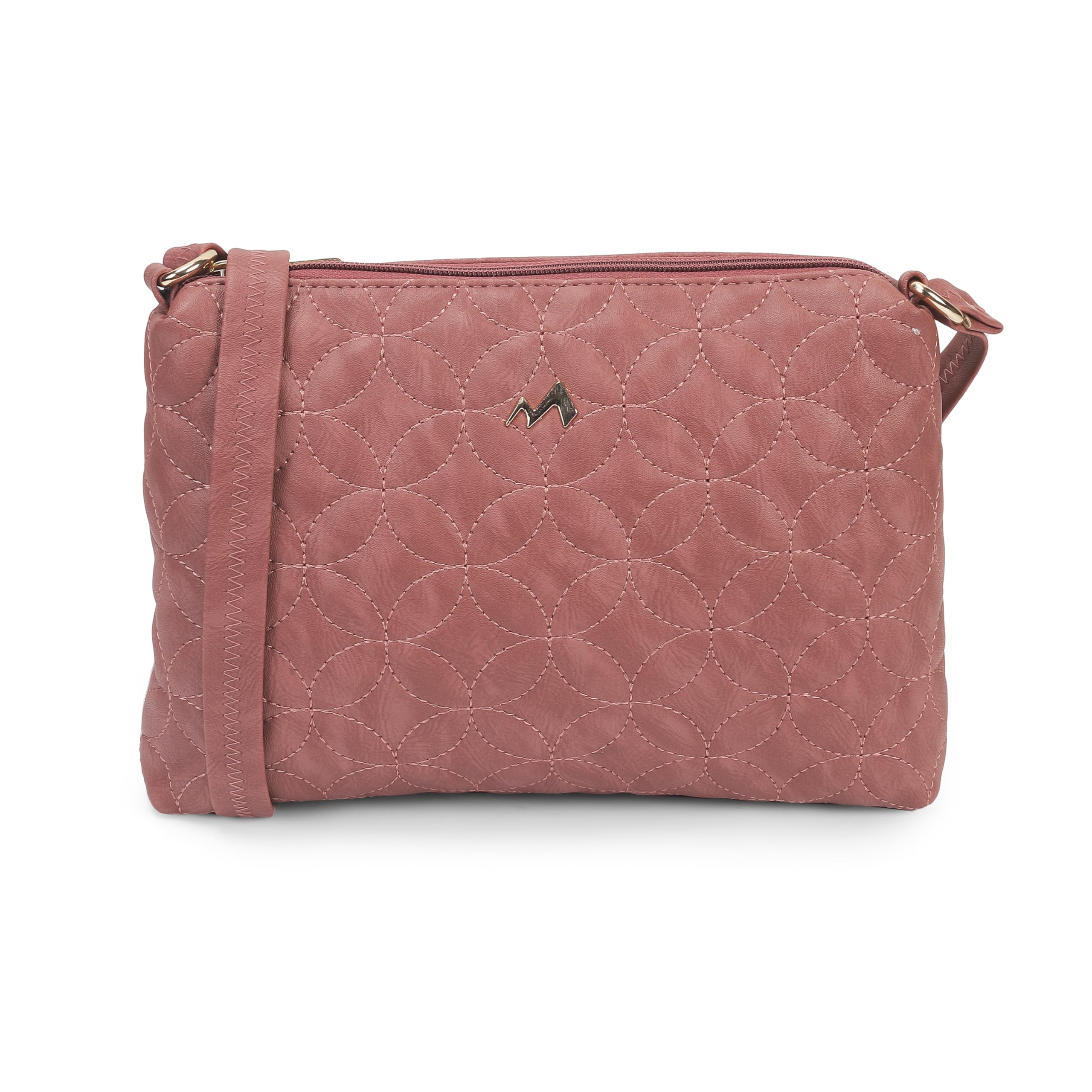 Women Casual PU Soft Body Zipper closure Quilted Sling Bag-image-14