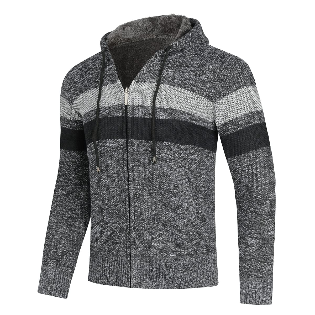 YOUTHUP Cárdigan de Invierno con Capucha para Hombre Forro Polar Suéter de Punto Grueso