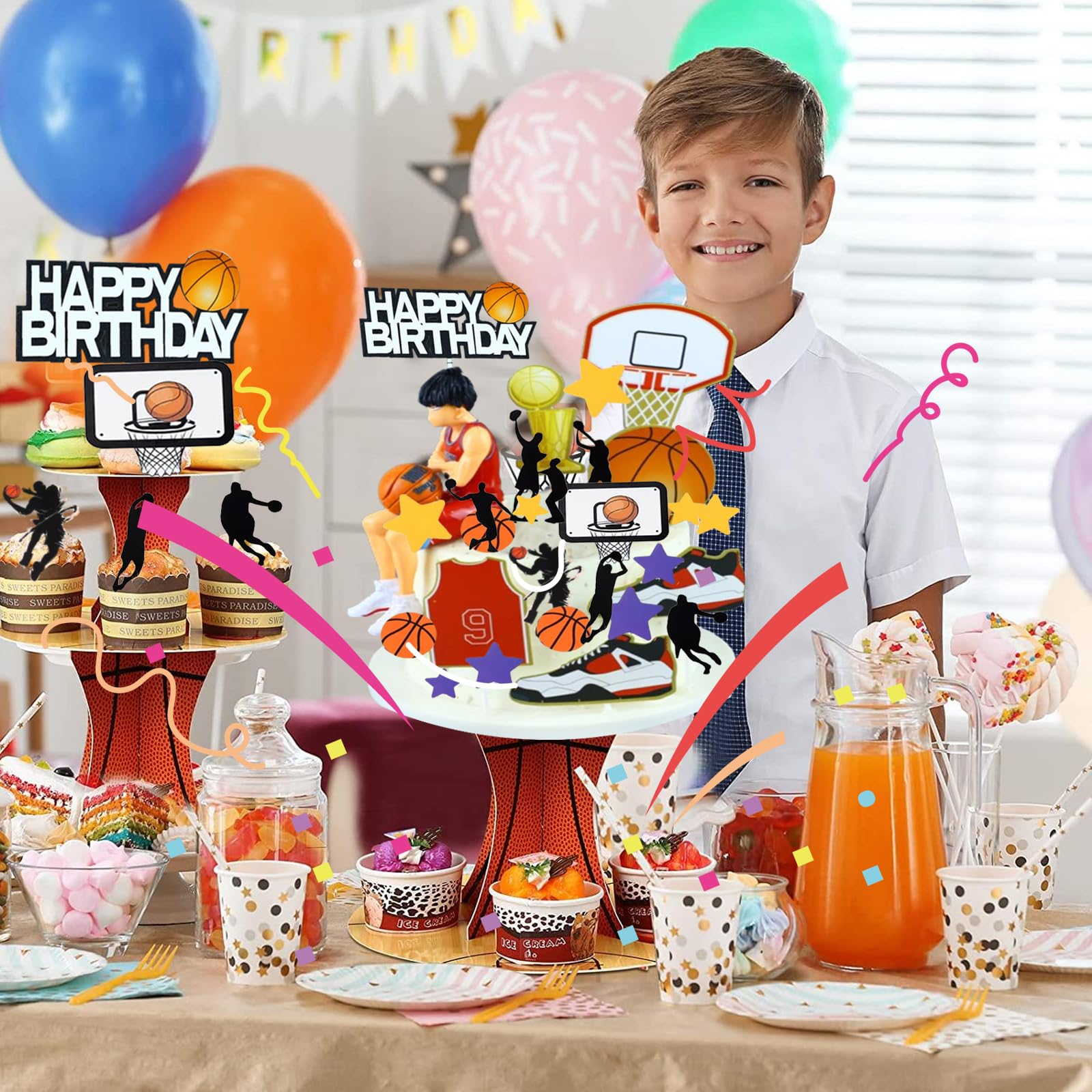 Gâteau De Basket Ball. Décorations De Fête De Basket Ball Fête D'anniversaire