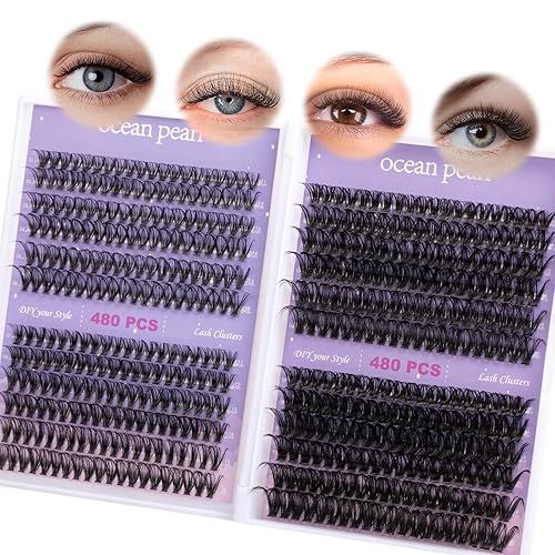 Miniatura 22 de Extensiones de pestañas individuales 120 pestañas en racimo para colocar en casa, pestañas finas con banda ancha y aplicador, kit de extensión