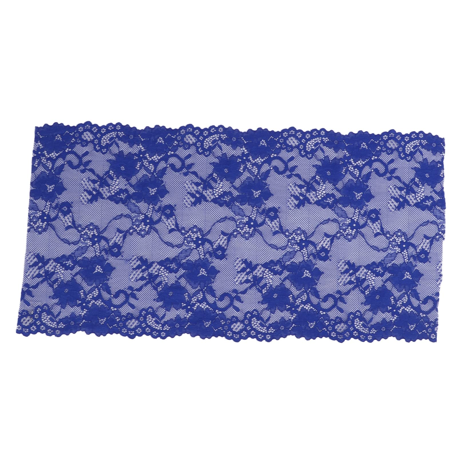 Ruban de dentelle élastique brodé en nylon bleu de 24 cm