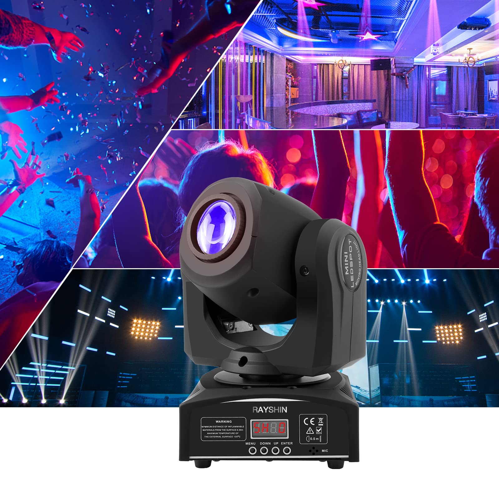 Luce LED Moving Head da 60W, effetto palcoscenico con 8 motivi + rotazione + 8 effetto colore per DJ Show Concert Party KTV.