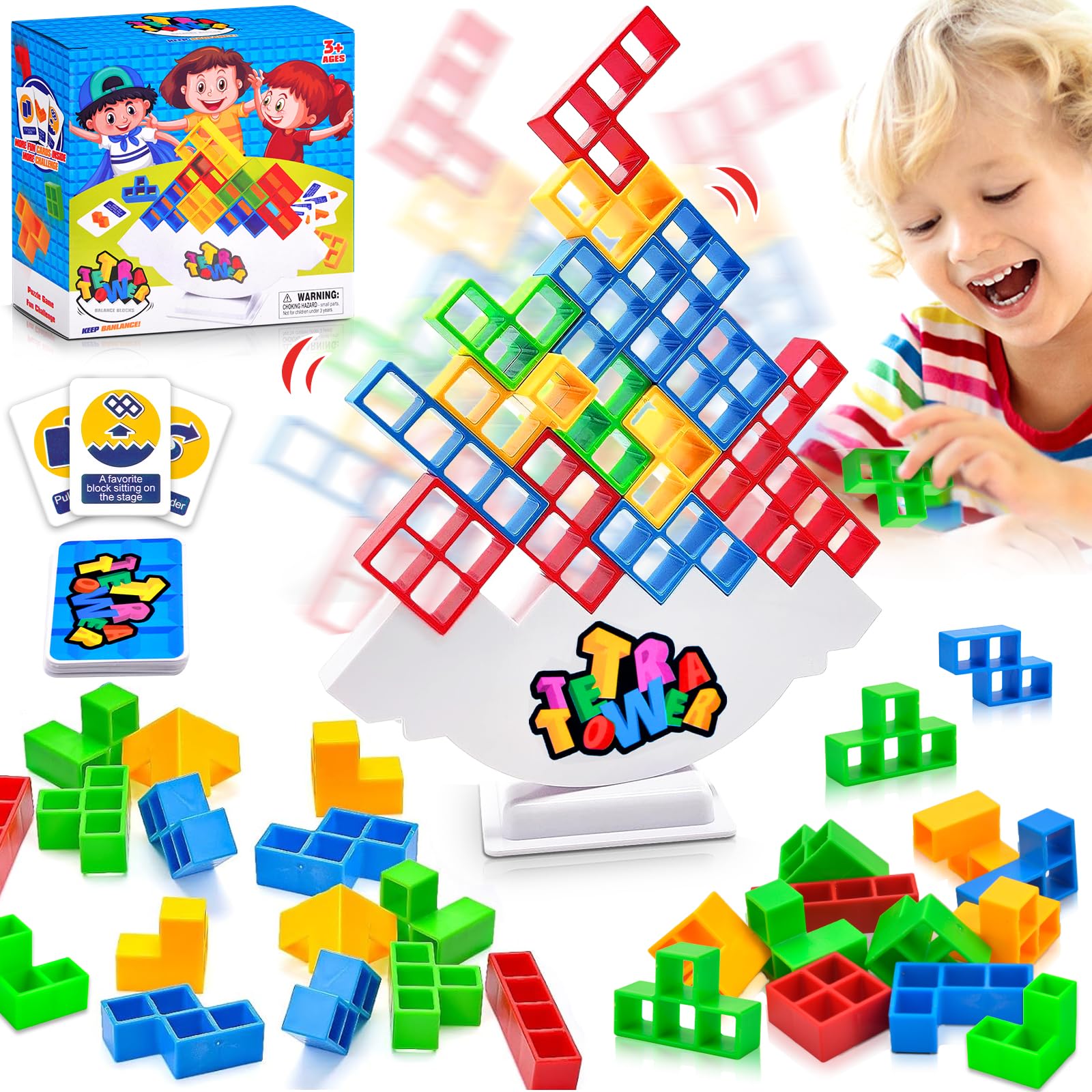 Pipihome Tetris Tower, 64 Piezas Tetra Tower, Juegos de Mesa Niños 6 7 8 9 10 Años, Regalos Niños 5 6 7 8 9 10 años, Juegos Niños 7 8 9 10 Años, Smart Games IQ, Juego Educativo Montessori