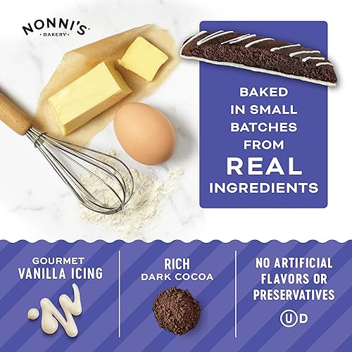 Miniatura 5 de Nonni's Cookies & Crème Biscotti, rica galleta de cacao oscuro con glaseado de vainilla, 8 bocadillos de panadería envueltos individualmente, 6.88