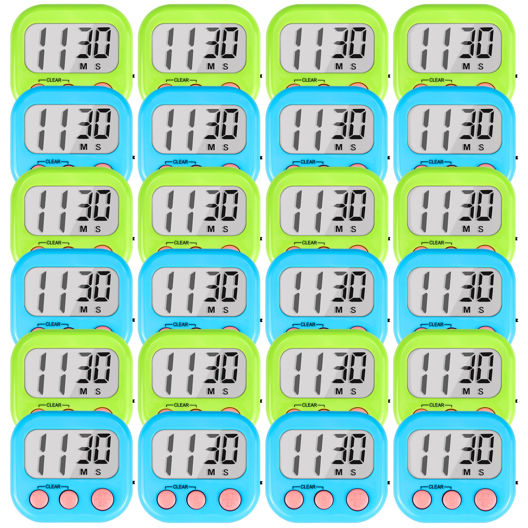 Timer dla dzieci nauczycieli cyfrowy zegar kuchenny do gotowania duży magnetyczny zegar w klasie 24 szt. - niebieski zielony