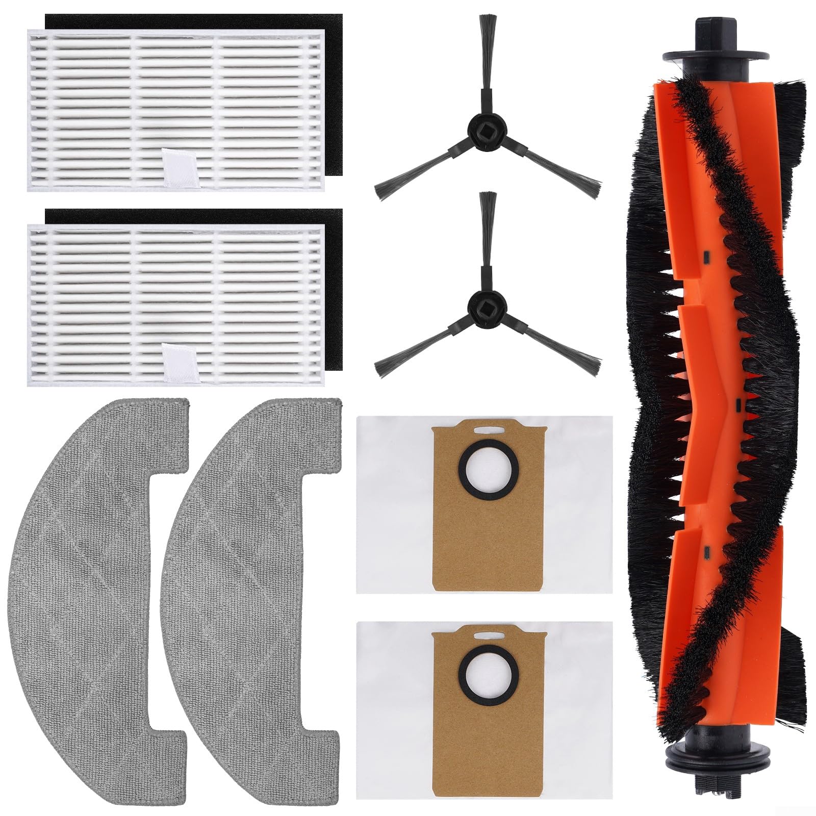Vacuum Replacement Parts Kit For MONSGA for MS1 MAX Robot Vacuum Cleaner Accessories Includes Main Brush/Side Brush/Filter/Mop Cloth/Dust Bag