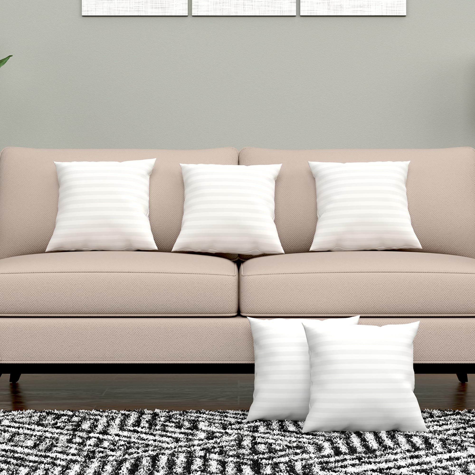 Kuber Industries Pack of 5 Cushion Filler | 12x12 Inch | Cushion Pillow Filler | Fluffy Microfiber Cushion Filler for Sofa-Living Room-Bedroom Decor | Throw Cushion Pillow | White