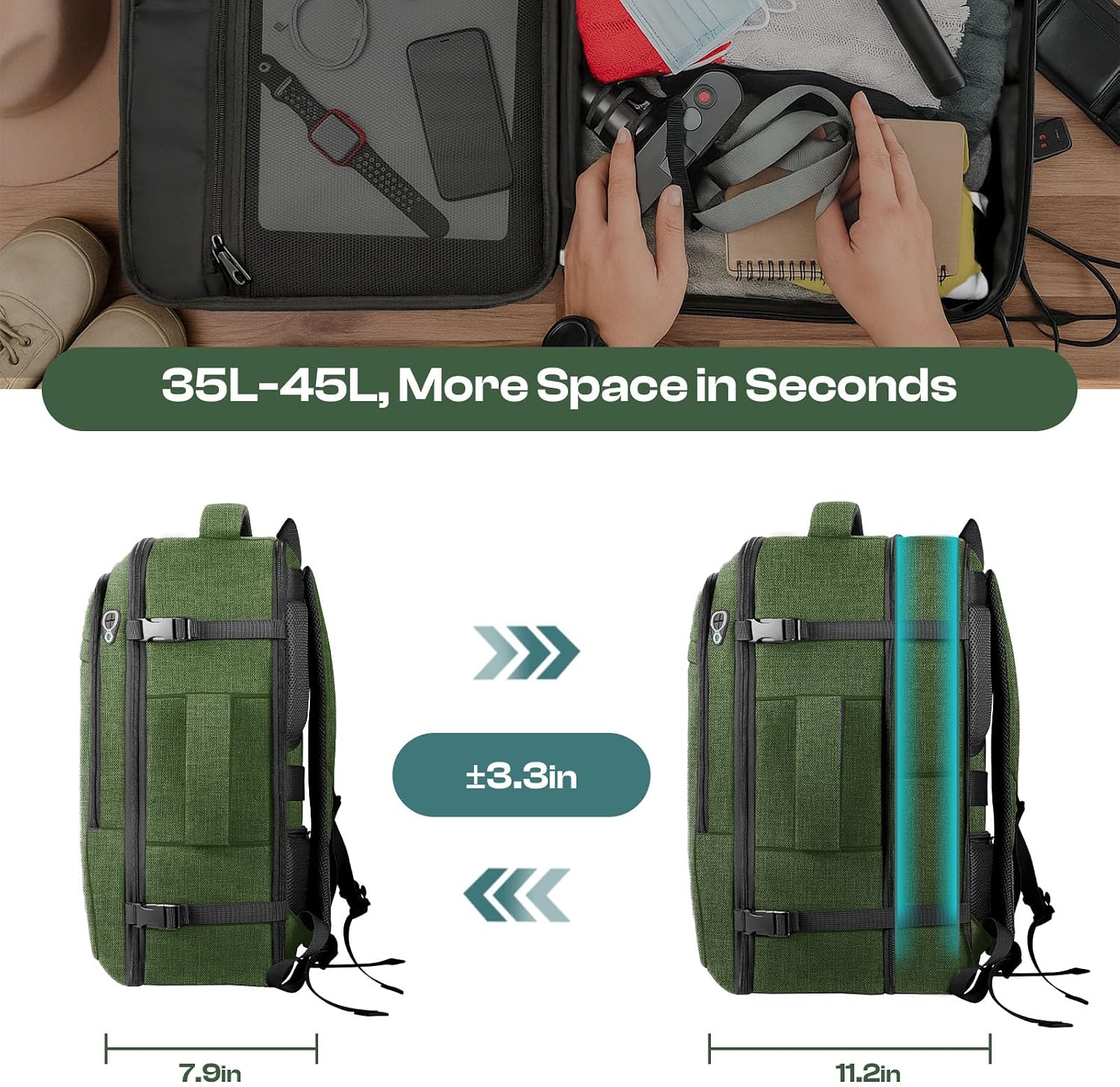 Large Expandable Carry On Travel Backpack,TSA Flight Approved Big Backpack image 3
