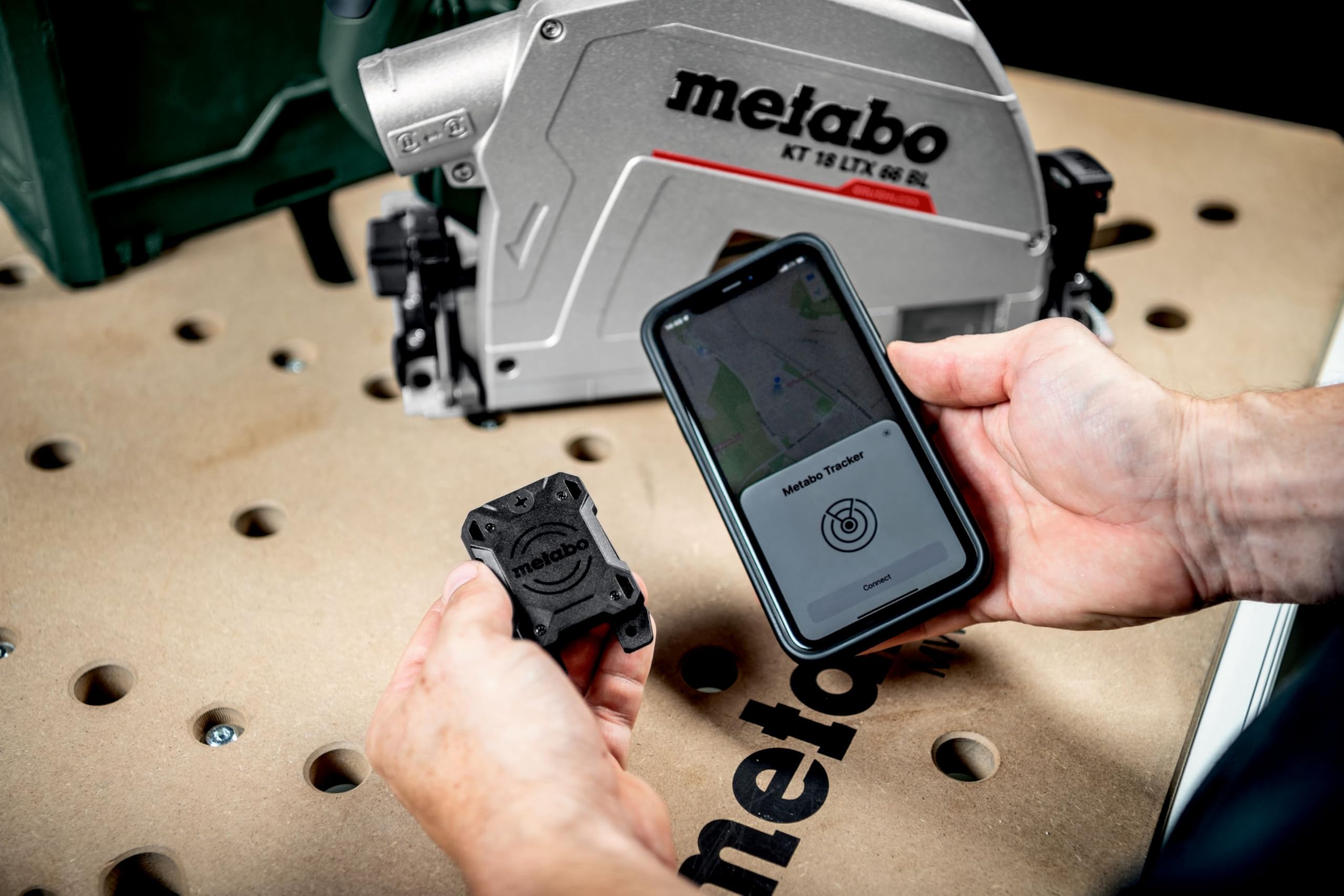 metabo Tracker Pro – lokalizator przedmiotów GPS do iOS i Android, bezpieczny śledzenie, wodoszczelność IP67, 3 lata baterii, kompatybilny z Apple "Gdzie jest?" i Android "Znajdź moje urządzenie"