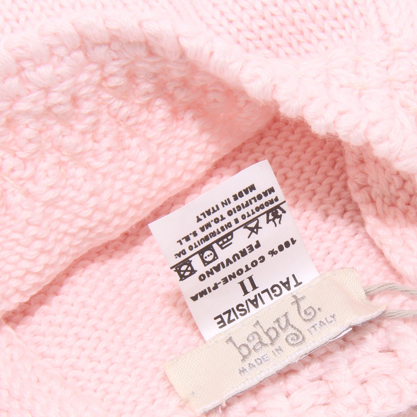 BABY T. 4431U cuffia bimba neonato lana pink wool newborn hat kid girl