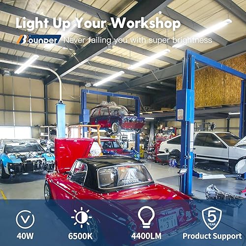 Miniatura 2 de BBOUNDER Paquete de 12 luces LED enlazables para tienda, 4400 LM, luz fría de 6500 K, 4 pies, accesorio integrado de 48 pulgadas para garaje,