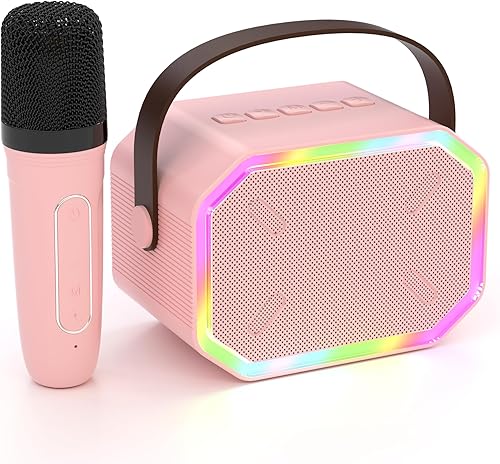 Mini máquina de karaoke para niños, lindo altavoz Bluetooth pequeño y portátil con micrófono inalámbrico, fiesta familiar en casa, regalos de