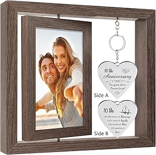 10 Year Anniversary Picture Frame Gifts for Couple 10 Year Anniversary Decorations Gifts for Wife 10 Year Gift Anniversary Customized Photo Frame Happy 10th Aniversario Decorations Gift for Him
