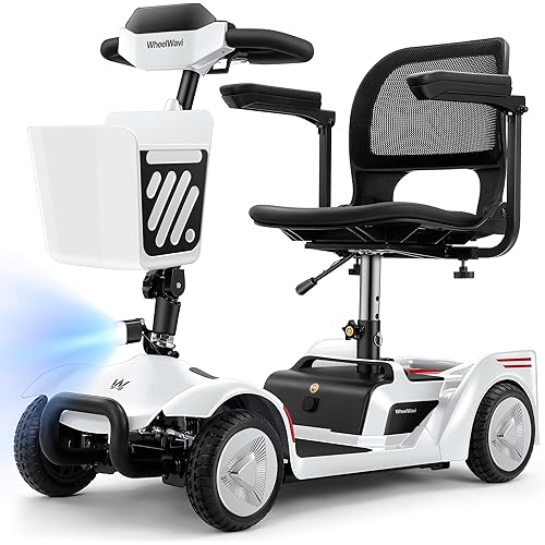 NFC One-Touch Unlock 4-Wheel Smart Mobility Scooter for Seniors & Adults with Digital Display, 12.4-Mile Range, 3.7 MPH, 3-Position Seat, Removable Battery, Dual Key Security, 330 lb Capacity, White