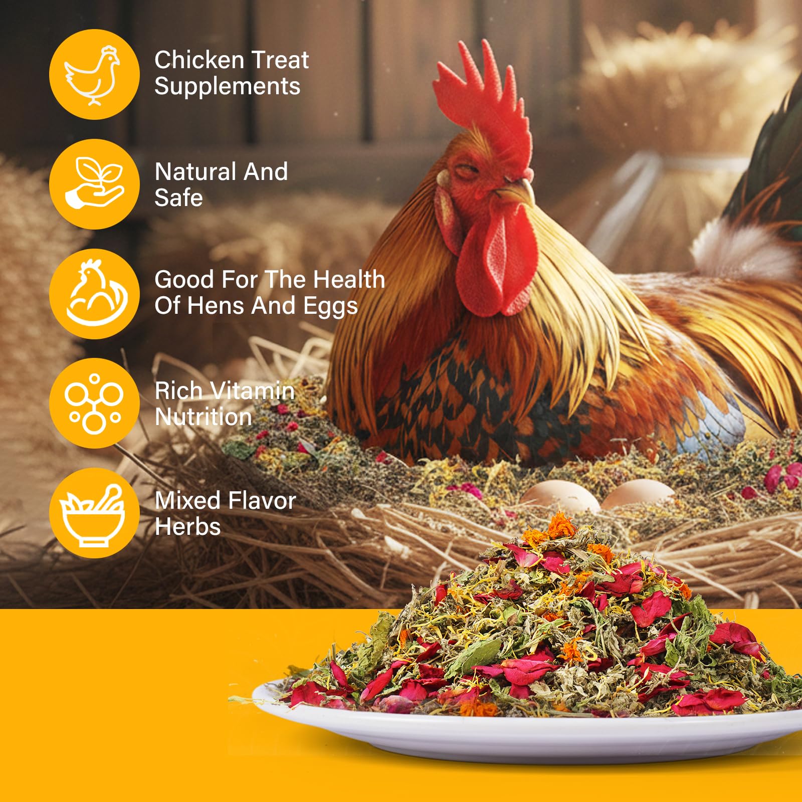 Erbe di nidificazione di pollo di alta qualità da 1200 ml – Miscela naturale essiccata, miscela di lavanda rosa e menta, aiuta a ridurre gli odori e rinfresca il coop naturalmente, erbe