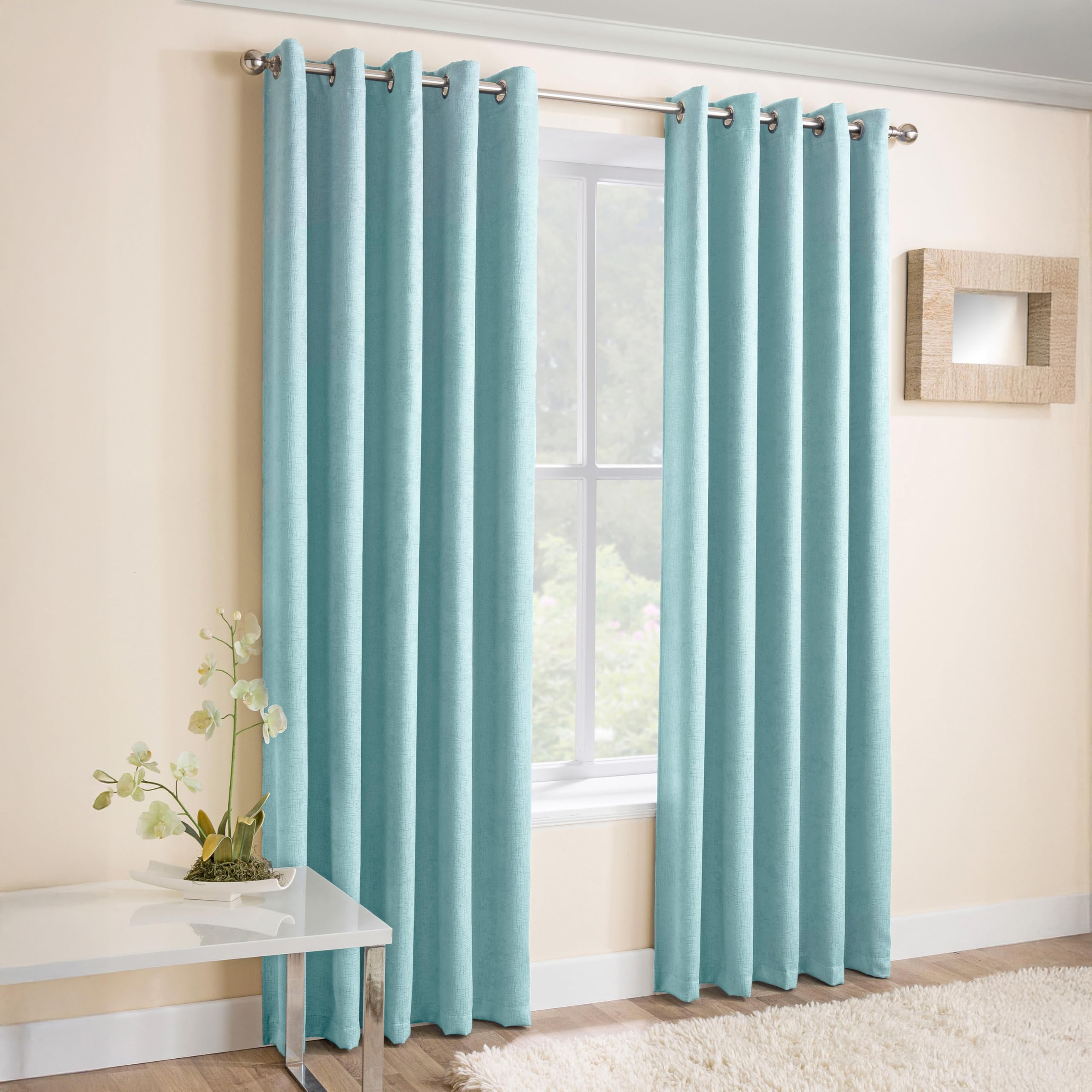 Enhanced Living Eyelet Thermal Noise Reducing Dim Out Curtains - Blue - 90 X 54 Inch